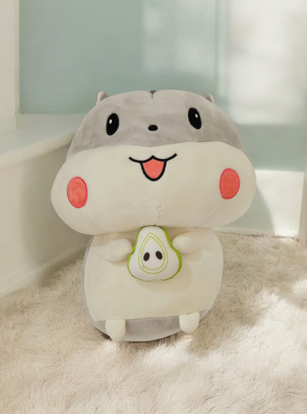 Bublebums Supersoft Fruit Squirrel Toy | Plush Soft Toys – 45 cm (Grey & White)